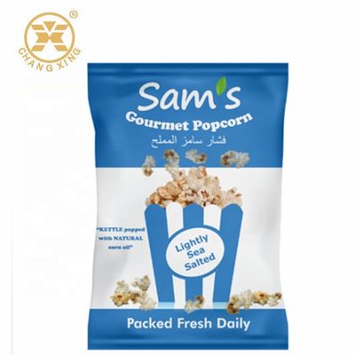 Changxing Printed High Quality Food Packaging Grade Plastic Heat Sealing Customized Popcorn Snack Food Pillow Bags
