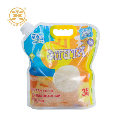 Custom Rice Packaging Spout Pouch Resealable Plastic Pouch Printed Rice Bag with Handle Rice Bags