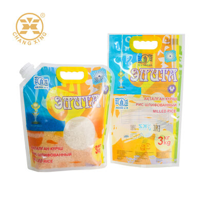 Custom Rice Packaging Spout Pouch Resealable Plastic Pouch Printed Rice Bag with Handle Rice Bags