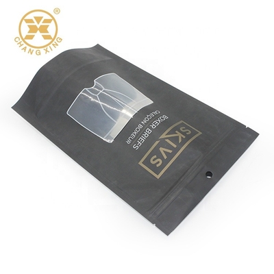 Matte Aluminum Foil Plastic Garment Packaging Bag For Underwear Stand Up