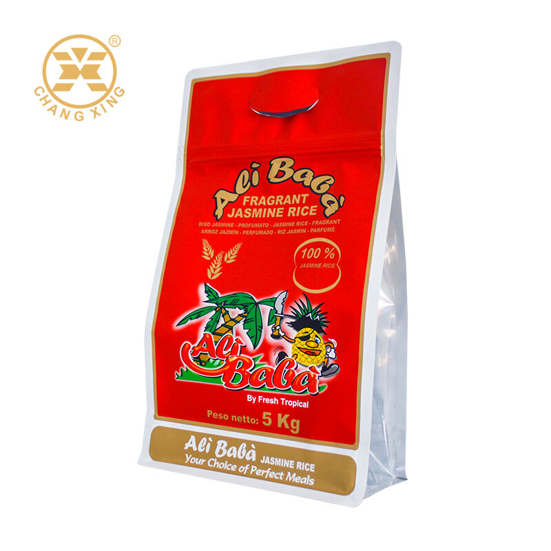 Customer Design Plastic Rice Packaging Bag Flat Bottom Pouch Zipper Packaging 5kg Basmati Rice Bag