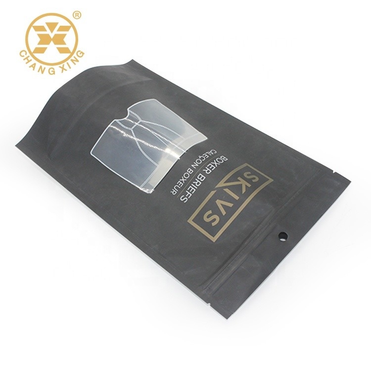 Matte Aluminum Foil Plastic Garment Packaging Bag For Underwear Stand Up