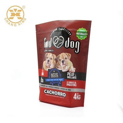 다시 닫을 수 있는 플라스틱 지퍼와 밀봉 가능 주머니 1 킬로그램 2 킬로그램 4kgs OEM 애완동물사료 팁을 견디세요