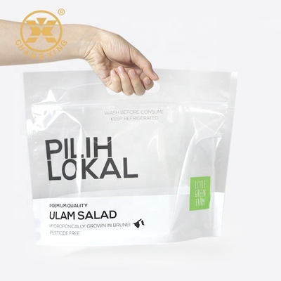 위로 플라스틱 스탠드를 패키징하는 봉지  상추 야채를 패키징하는 OEM 로고 지프 잠금 장치 마른 열매